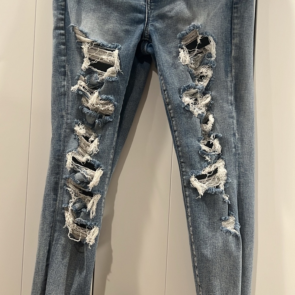 American Eagle Outfitters Ripped Blue Skinny Jeans